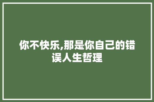 你不快乐,那是你自己的错误人生哲理 词汇积累
