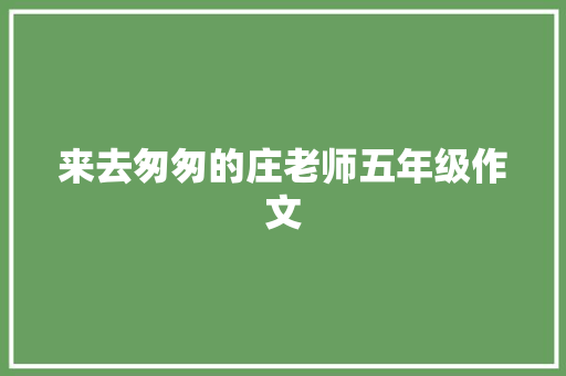 来去匆匆的庄老师五年级作文 商业文案