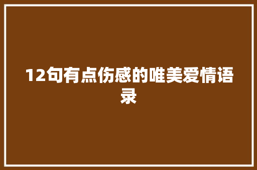 12句有点伤感的唯美爱情语录 报告写作
