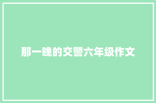 那一晚的交警六年级作文 写作素材