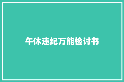 午休违纪万能检讨书 简历模板