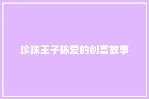 珍珠王子陈爱的创富故事 报告写作