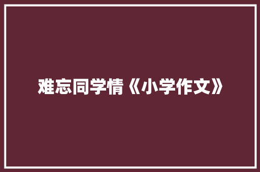 难忘同学情《小学作文》 简历模板