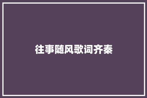 往事随风歌词齐秦 商业文案