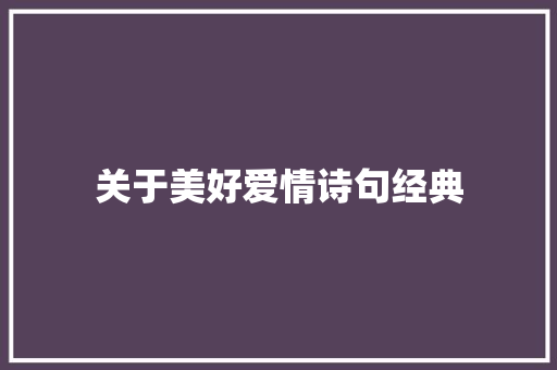 关于美好爱情诗句经典 商业文案