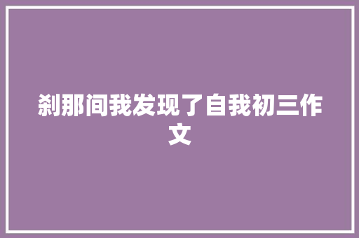 刹那间我发现了自我初三作文 简历模板