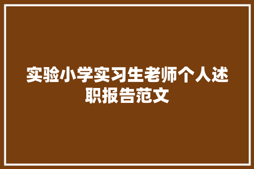 实验小学实习生老师个人述职报告范文 商业文案