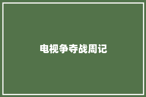电视争夺战周记 诗歌创作