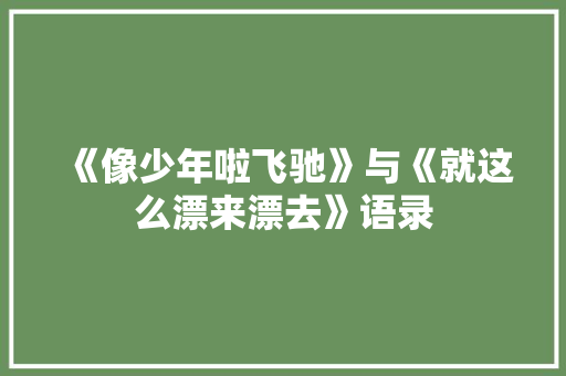 《像少年啦飞驰》与《就这么漂来漂去》语录 写作技巧