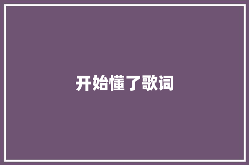 开始懂了歌词 范文赏析