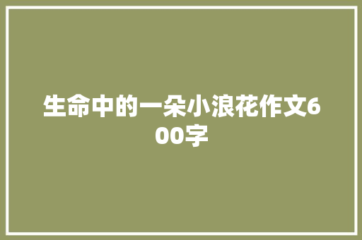 生命中的一朵小浪花作文600字