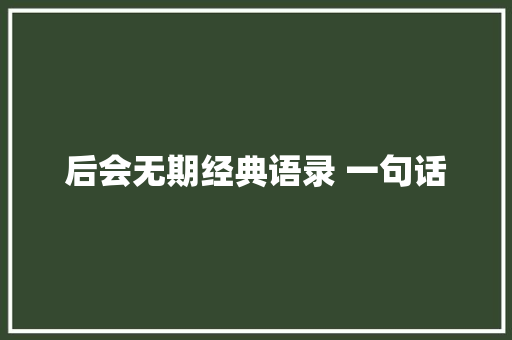 后会无期经典语录 一句话 范文赏析