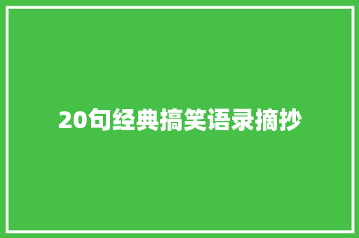 20句经典搞笑语录摘抄 范文赏析