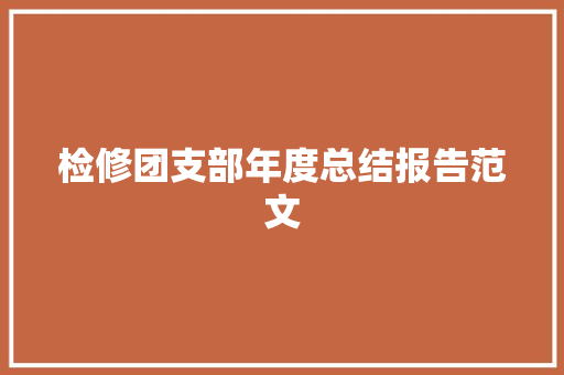 检修团支部年度总结报告范文 写作社区