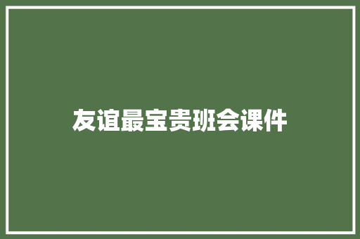 友谊最宝贵班会课件