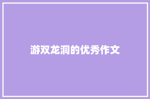 游双龙洞的优秀作文 词汇积累