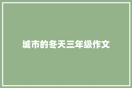 城市的冬天三年级作文 写作技巧