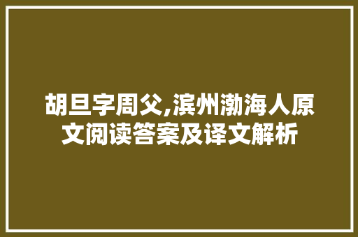 胡旦字周父,滨州渤海人原文阅读答案及译文解析 简历模板