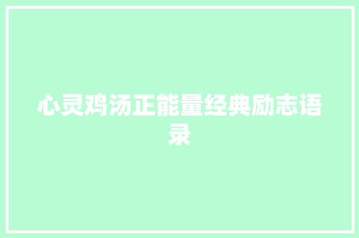 心灵鸡汤正能量经典励志语录 词汇积累