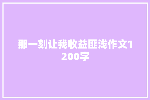 那一刻让我收益匪浅作文1200字 词汇积累