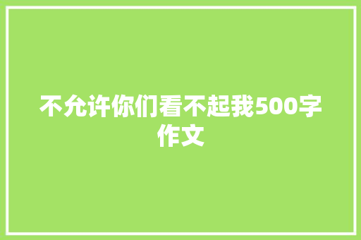 不允许你们看不起我500字作文 写作社区