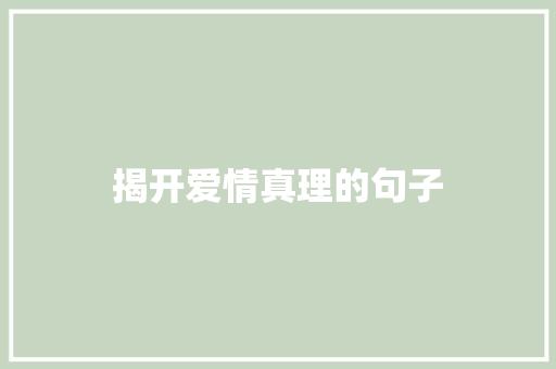 揭开爱情真理的句子 写作技巧