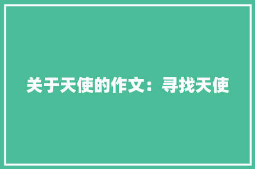 关于天使的作文：寻找天使 简历模板
