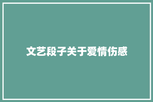 文艺段子关于爱情伤感 范文赏析