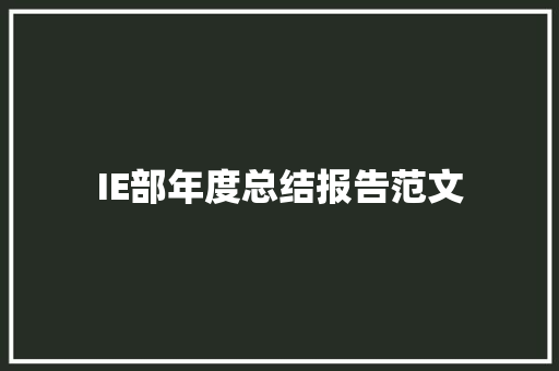 IE部年度总结报告范文