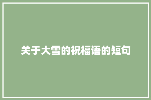 关于大雪的祝福语的短句 简历模板