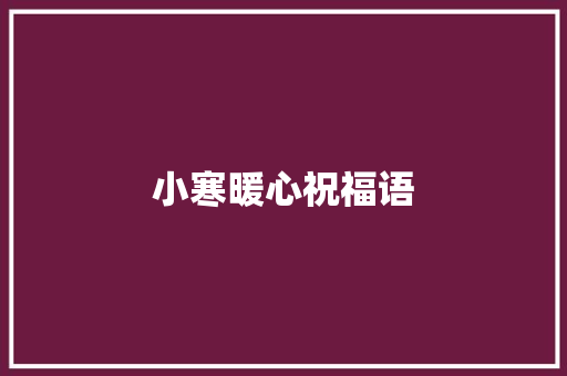小寒暖心祝福语 词汇积累