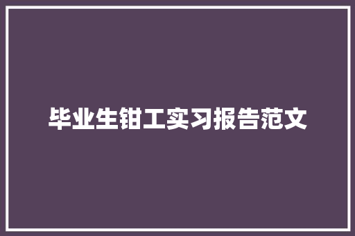 毕业生钳工实习报告范文 报告写作