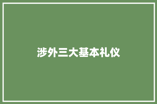 涉外三大基本礼仪 范文赏析