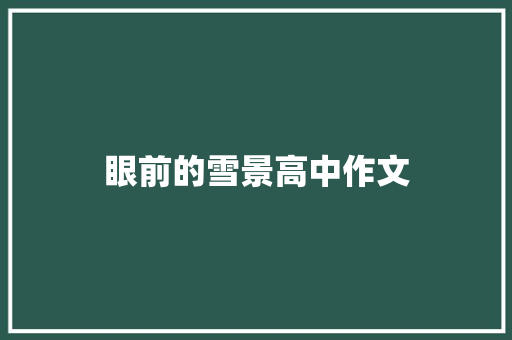 眼前的雪景高中作文 商业文案