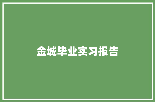 金城毕业实习报告 报告写作