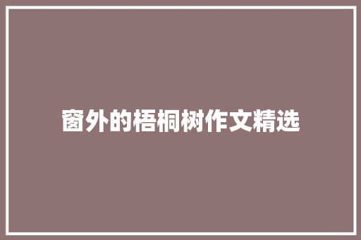 窗外的梧桐树作文精选 词汇积累