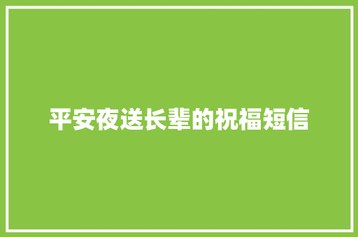 平安夜送长辈的祝福短信