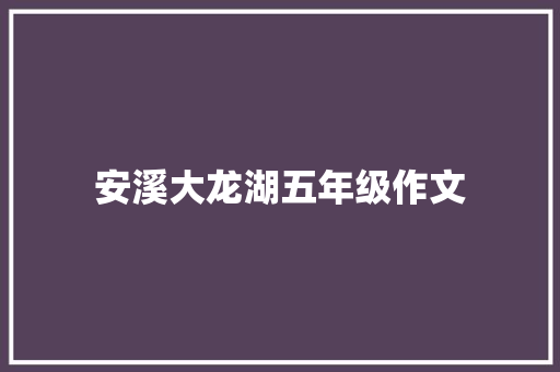 安溪大龙湖五年级作文 商业文案