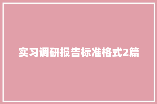 实习调研报告标准格式2篇 词汇积累