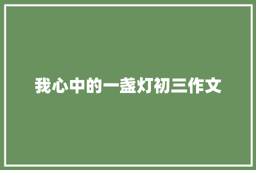 我心中的一盏灯初三作文 简历模板