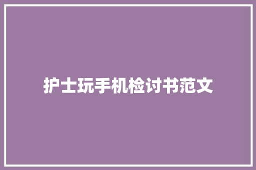 护士玩手机检讨书范文 词汇积累