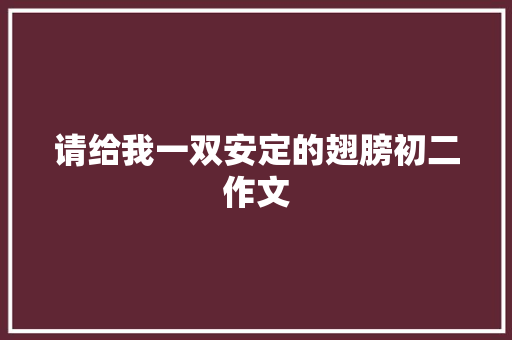 请给我一双安定的翅膀初二作文 范文赏析