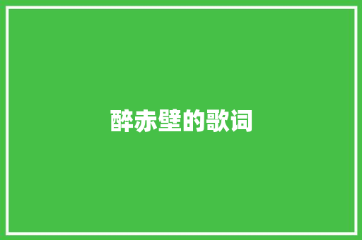 醉赤壁的歌词 范文赏析