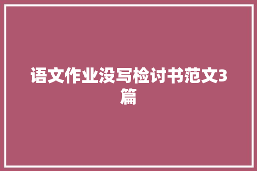 语文作业没写检讨书范文3篇