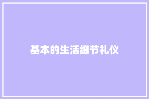 基本的生活细节礼仪 简历模板