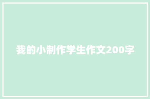 我的小制作学生作文200字 商业文案
