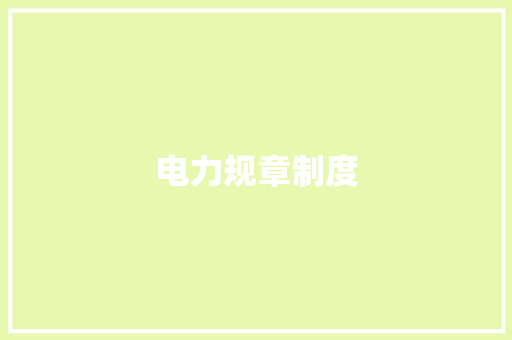 电力规章制度 范文赏析