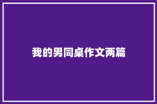 我的男同桌作文两篇
