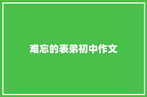难忘的表弟初中作文