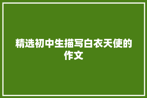 精选初中生描写白衣天使的作文 报告写作